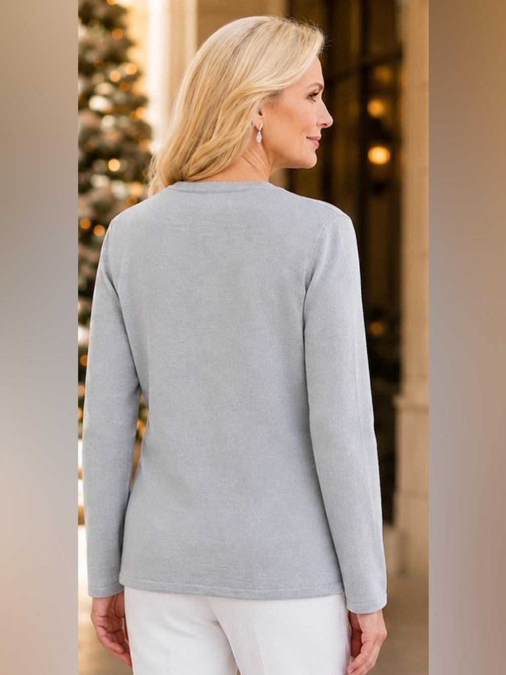 Alfred Dunner Twinset Sweater Cardigan Silver Sequin Embellishment Sz XL Vintage - Picture 4 of 7